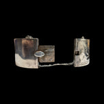 Vintage Silver Victorian Revival Wide Etched Hinge Cuff Bracelet