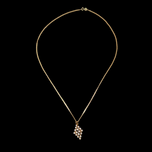 10K Yellow Gold Articulated Cluster Pendant Natural Diamond Necklace