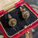12K Yellow Gold Antique Paste Earrings
