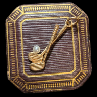 10K Yellow Gold Golf Clubs and Pearl Charm