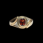 10K Yellow Gold Bezel Set Garnet & Diamond Ring Size 8 1/4 - Unisex
