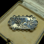 Antique Victorian Silver Brooch with Bird Motif / Repoussé