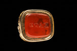 Gold Filled Victorian Era Ornate Monogram Wax Seal Fob "KATE" Red Glass