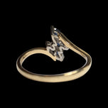 10K Two Tone Diamond & Sapphire Waterfall Bypass Ring Size 7 1/4