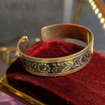 Niello Inlay Enamelled Floral .875 Silver Soviet Russia Cuff Bracelet