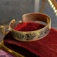 Niello Inlay Enamelled Floral .875 Silver Soviet Russia Cuff Bracelet