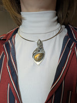 Sterling Silver and Labradorite Art Nouveau Style Pendant Choker Necklace