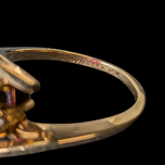 10K Yellow Gold Synthetic Ruby & White Topaz Ring Size 7.5