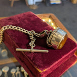 Sterling Silver and Amber Watch Fob With Leaf