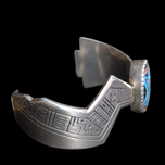 Sterling Silver & Turquoise Inlaid Cuff Bracelet By Roderick Tenorio Navajo