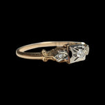 14K Yellow & White Gold & Diamond Art Deco Ring Size 6 3/4