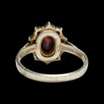 Antique .900 Silver Bohemian Garnet Flower Cluster Ring Size 8 1/4