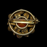 Gold Filled Flower Brooch with Agate Cabochon