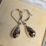 14K Yellow Gold Teardrop Hoop Hinge Earrings