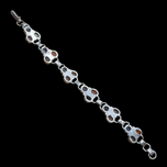 Vintage Sterling Silver Bracelet: Amber, Onyx, Mother of Pearl