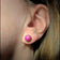 14K Yellow Gold Pink Star Sapphire Stud Earrings