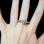 T. Plodowski Sterling Silver, 14K Gold & CZ Tension Set Bypass Solitaire Ring Size 7 1/2