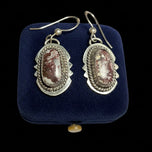 Sterling Silver Native American Wild Horse Jasper Signed Earrings