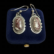 Sterling Silver Native American Wild Horse Jasper Signed Earrings