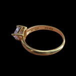 14K Gold Triangle Cut Purple CZ Ring Size 5.5