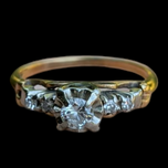 14K Yellow Gold Scroll Work Diamond Ring Antique Vintage