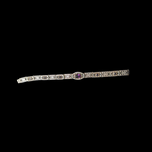 Art Deco Filigree Panel Link Bracelet with Purple Glass Sterling Silver