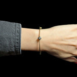 10K Yellow Gold Diamond Bangle Bracelet with White Gold Face