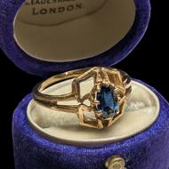 10K Yellow Gold Art Deco Sapphire Ring Size 5 1/2