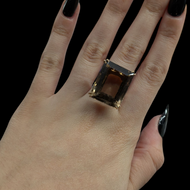 14K Yellow Gold Smoky Quartz Statement / Cocktail Ring Size 5