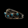Turquoise Sterling Silver Cuff with Flower Bracelet Navajo Floral Design