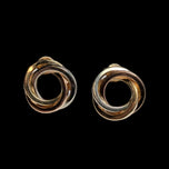 10K Tri Gold: Yellow, Rose & White Gold Circle Knot Stud Earrings