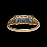 14K Yellow Gold Natural Heat Treated Triple Sapphire Ring Size 8 1/2