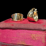 10K Yellow Gold Chunky Stepped Edge Hoop Earrings