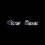 10K White Gold Sapphire & Diamond Bar Stud Earrings