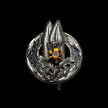 Sterling Silver Scottish Thistle & Feather Orange Glass Stone Brooch
