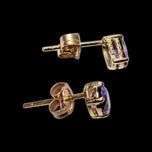 10K Yellow Gold Claw Set Amethyst Stud Earrings