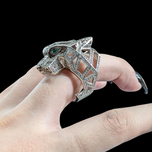 Sterling Silver and Cubic Zirconia Jaguar Ring Size 9