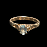 14K Yellow Gold and Aquamarine Scroll Work Ring Size 6