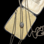 Victorian Silver Plate Albertina Sliding Watch Fob Chain