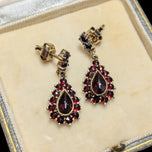 14K Bohemian Garnet Cluster Dangle Stud Earrings