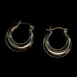 14K Yellow Gold Hoops Earrings Hollow Puffy