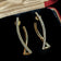 Large 14K Yellow Gold Diamond Twist Drop Stud Earrings