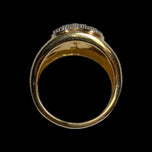 14K Brushed Yellow Gold & Diamond Heart Dome Ring Size 7