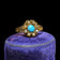 15 CT Gold Turquoise and Seed Pearl Antique Victorian Georgian Scroll Work Ring