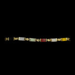 Vermeil Silver Panel Bracelet with Chinese Characters & Gemstones & Jade