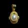 18K Yellow Brushed Gold Pendant with Pearl
