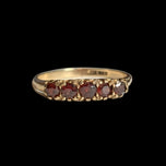 Vintage 9CT Scrollwork 5 Stone Garnet Ring Size 8