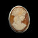 .800 Silver Right Facing Female Cameo Shell Brooch with Bail Loop Artist Signed