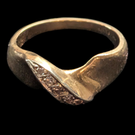 10K Yellow Gold and Diamond Twist Abstract Stacker Ring