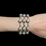Cultured Pearl & Sterling Silver Panel Link Bracelet